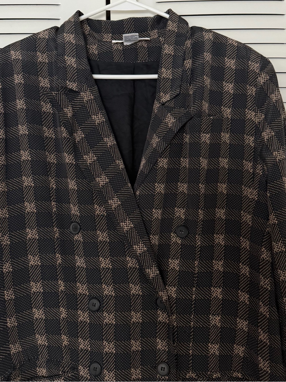 Vintage Hana Sung Plaid Long Sleeve Double-Breasted Women's Dress Size 12 - Picture 4 of 8